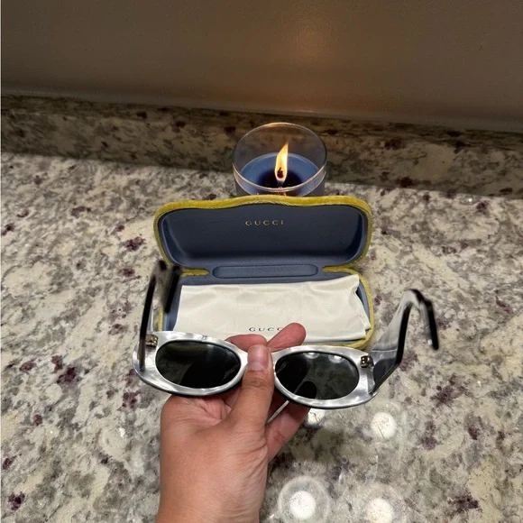 Gucci Oval Black Pearl Sunglasses